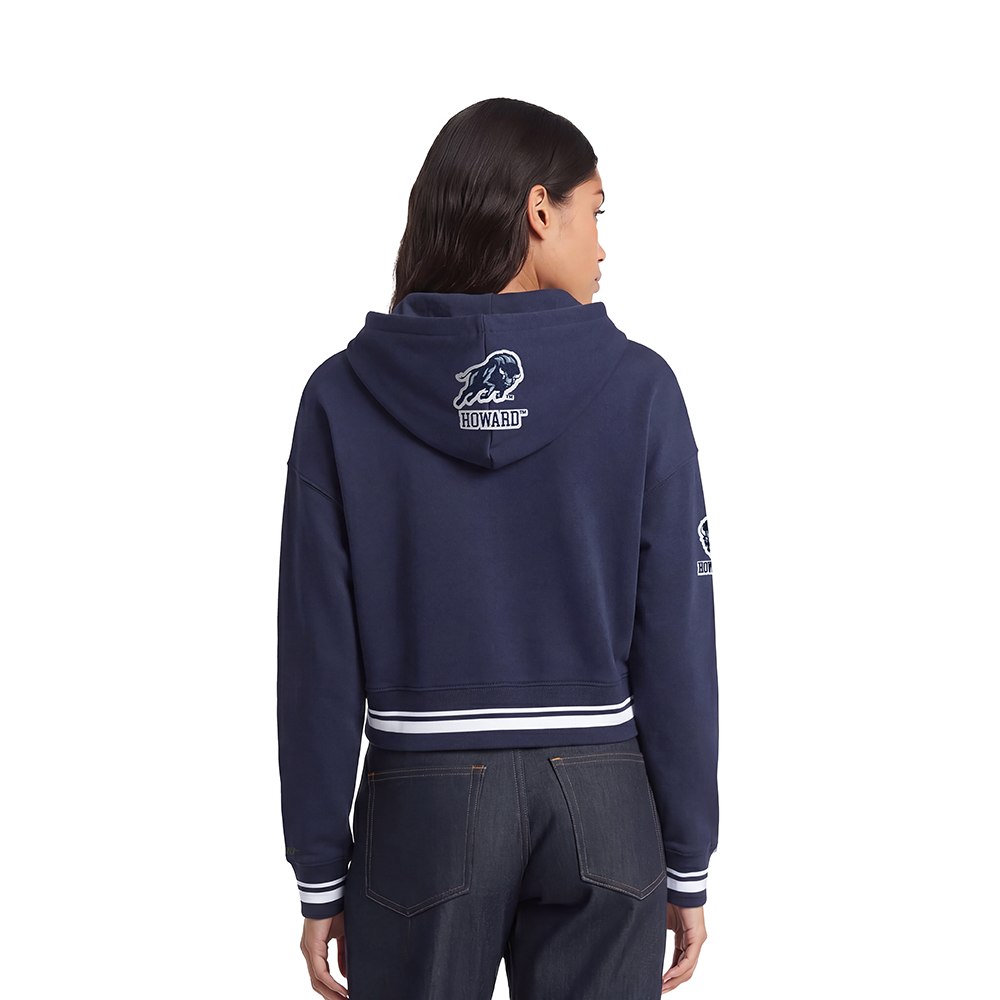 HOWARD UNIVERSITY CLASSIC WOMEN'S RIB CROPPED PULLOVER HOODIE (MIDNIGHT NAVY) - Image 2