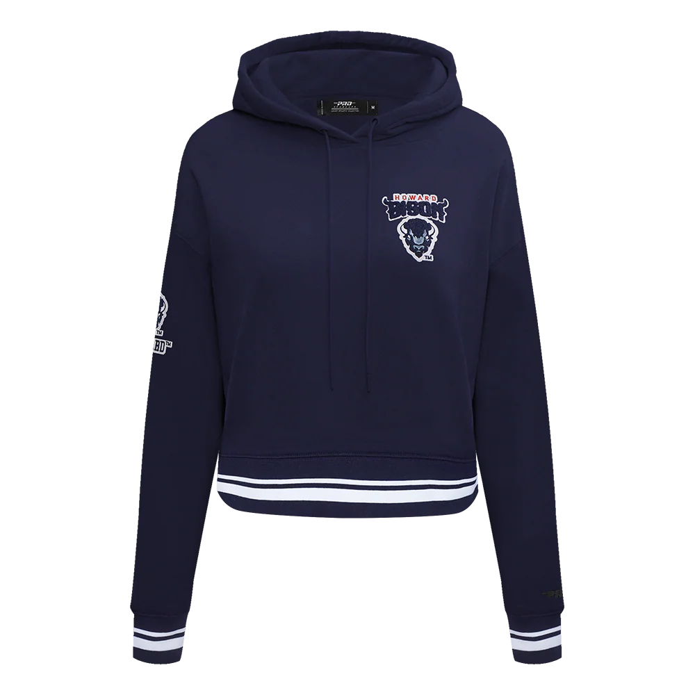 HOWARD UNIVERSITY CLASSIC WOMEN'S RIB CROPPED PULLOVER HOODIE (MIDNIGHT NAVY) - Image 3
