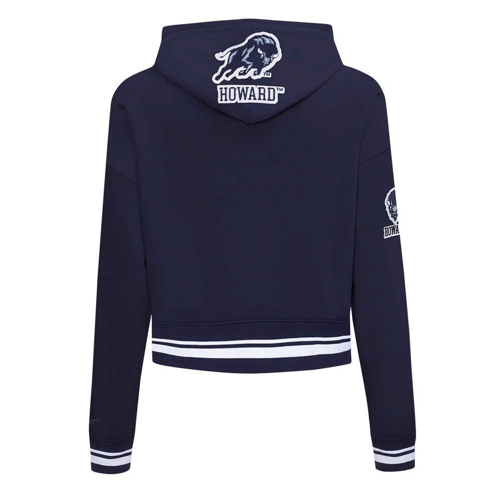 HOWARD UNIVERSITY CLASSIC WOMEN'S RIB CROPPED PULLOVER HOODIE (MIDNIGHT NAVY) - Image 5