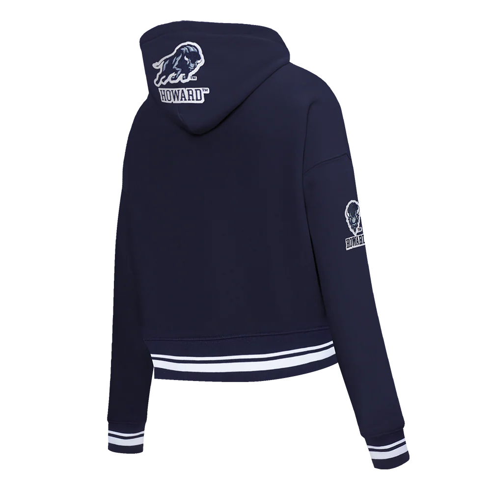 HOWARD UNIVERSITY CLASSIC WOMEN'S RIB CROPPED PULLOVER HOODIE (MIDNIGHT NAVY) - Image 6