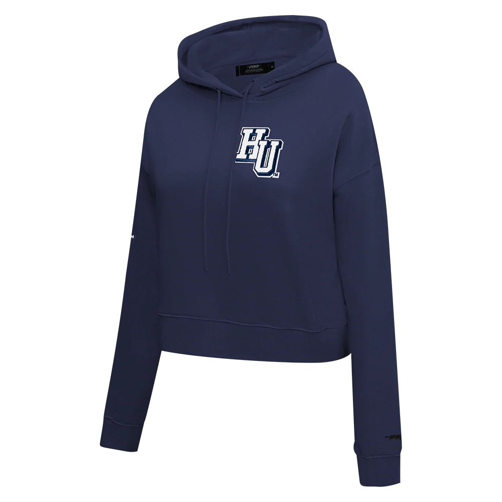 HOWARD UNIVERSITY CLASSIC WOMEN'S FLEECE CROPPED PULLOVER HOODIE (MIDNIGHT NAVY) - Image 4