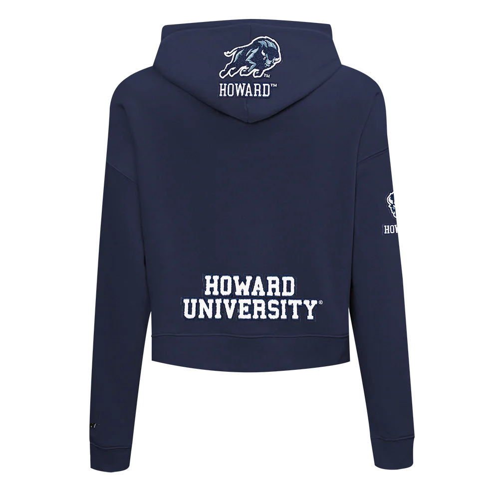 HOWARD UNIVERSITY CLASSIC WOMEN'S FLEECE CROPPED PULLOVER HOODIE (MIDNIGHT NAVY) - Image 5