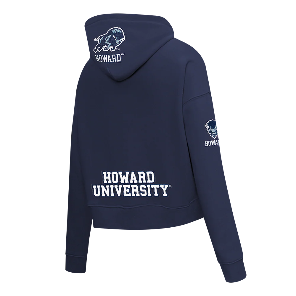 HOWARD UNIVERSITY CLASSIC WOMEN'S FLEECE CROPPED PULLOVER HOODIE (MIDNIGHT NAVY) - Image 6