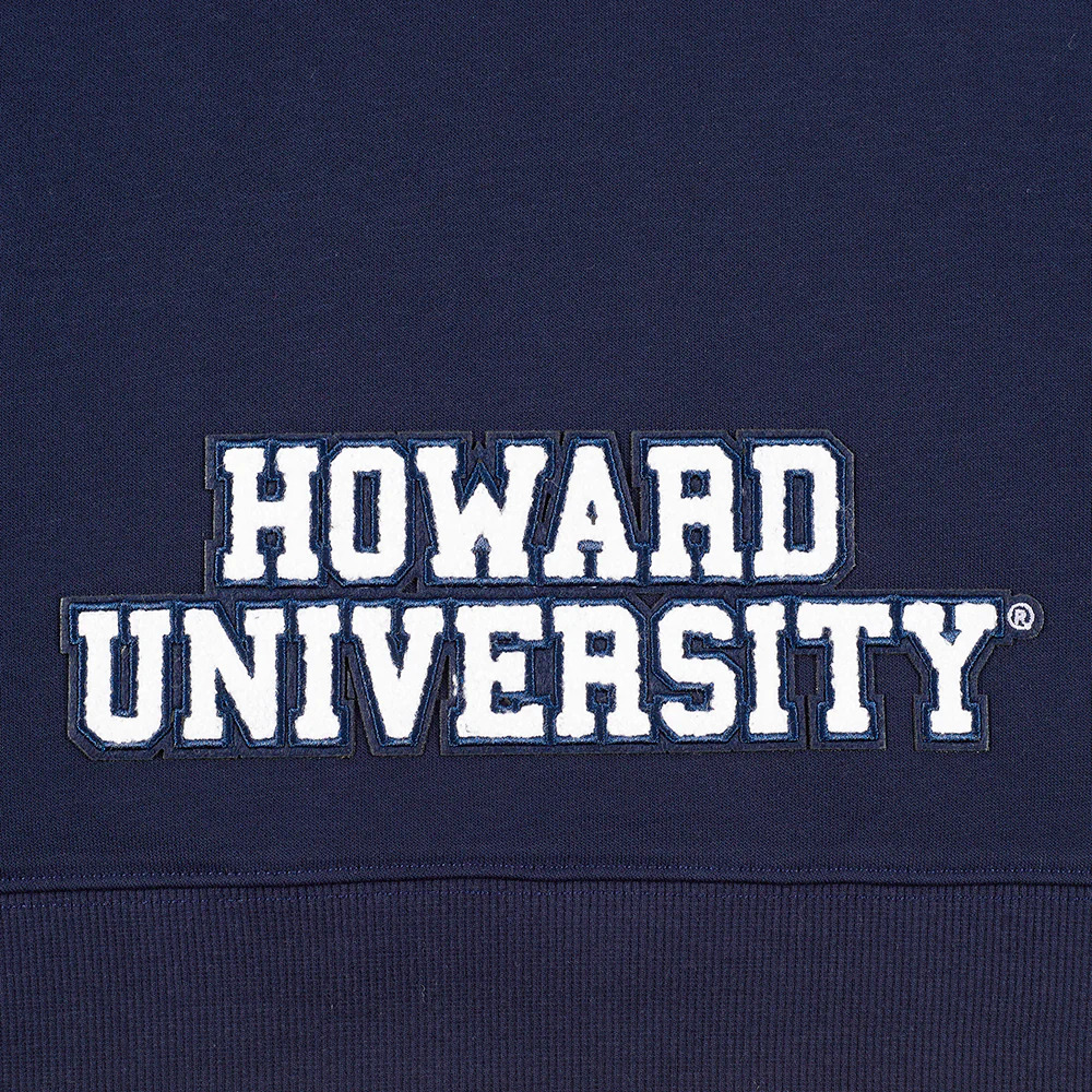 HOWARD UNIVERSITY CLASSIC WOMEN'S FLEECE CROPPED PULLOVER HOODIE (MIDNIGHT NAVY) - Image 9