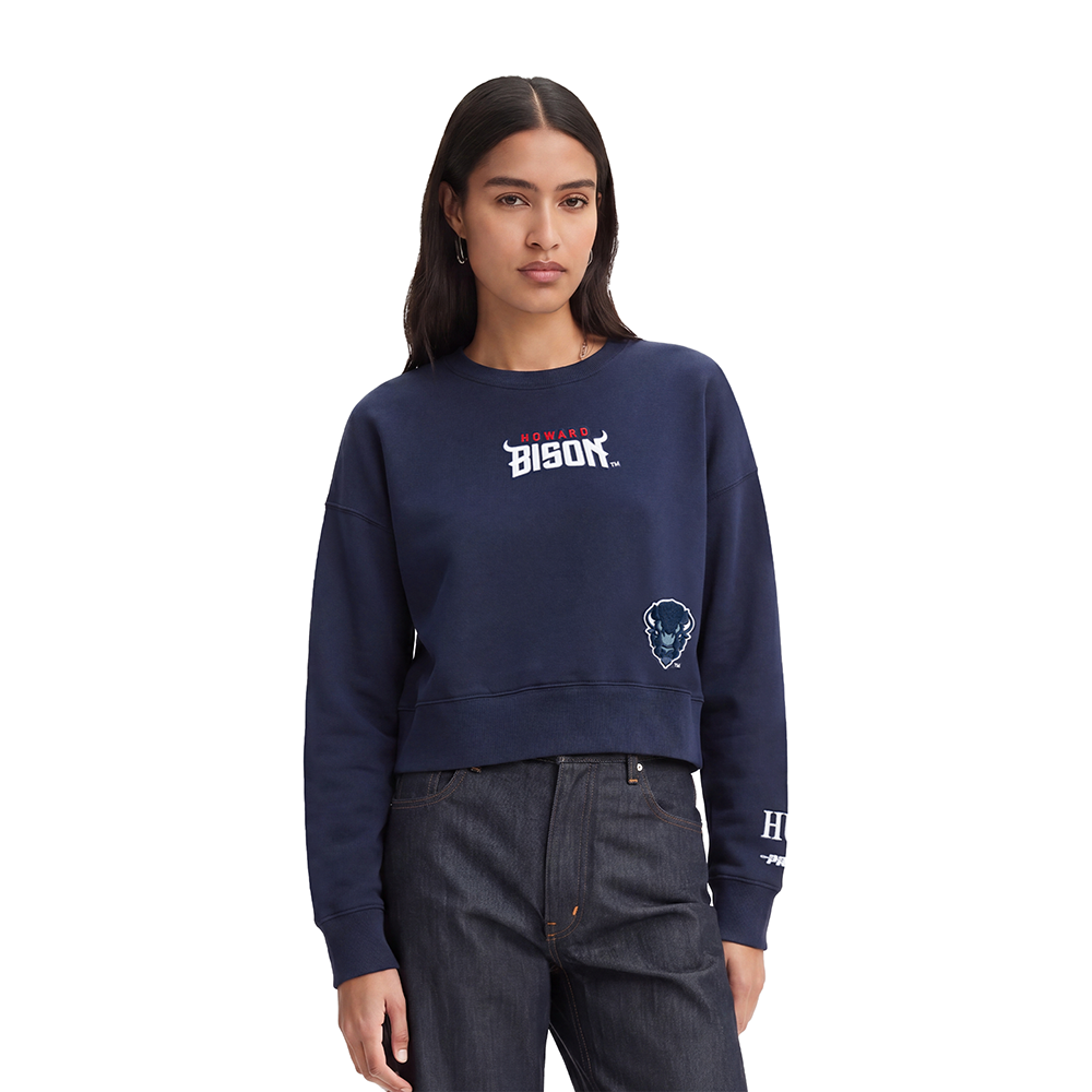 COLLEGE HOWARD UNIVERSITY WINGSPAN WOMEN'S FLC CREWNECK (MIDNIGHT NAVY) - Image 2