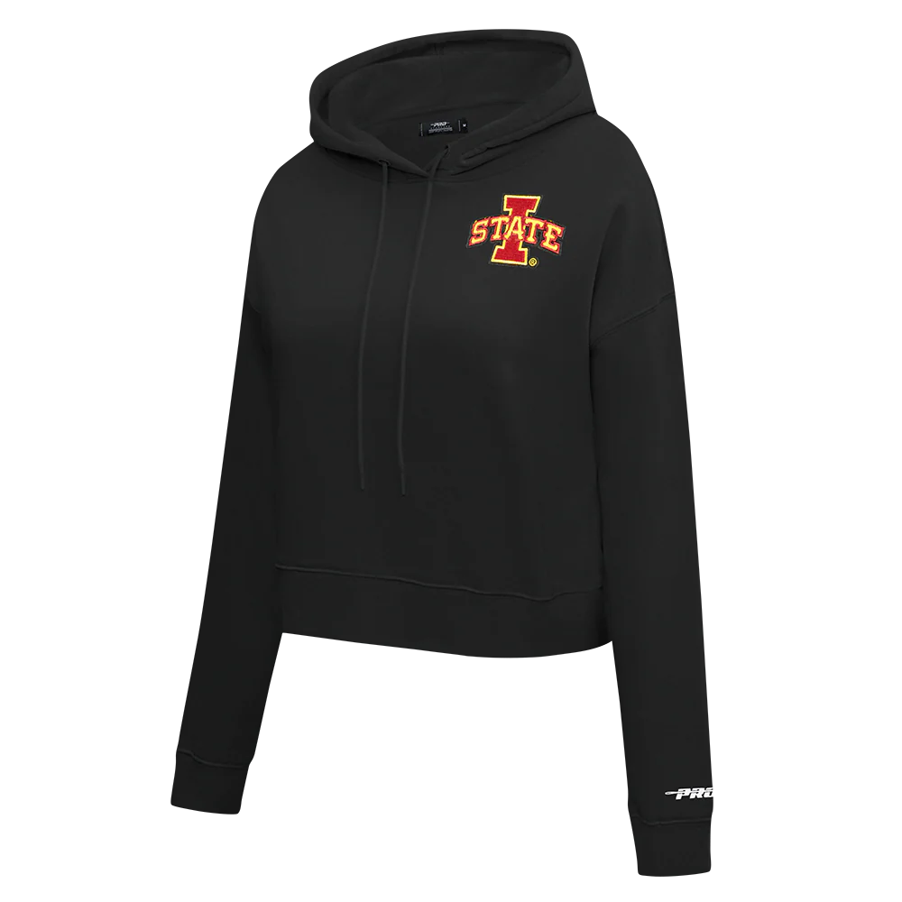 IOWA STATE UNIVERSITY CLASSIC FLEECE CROPPED PULLOVER HOODIE (BLACK) - Image 4