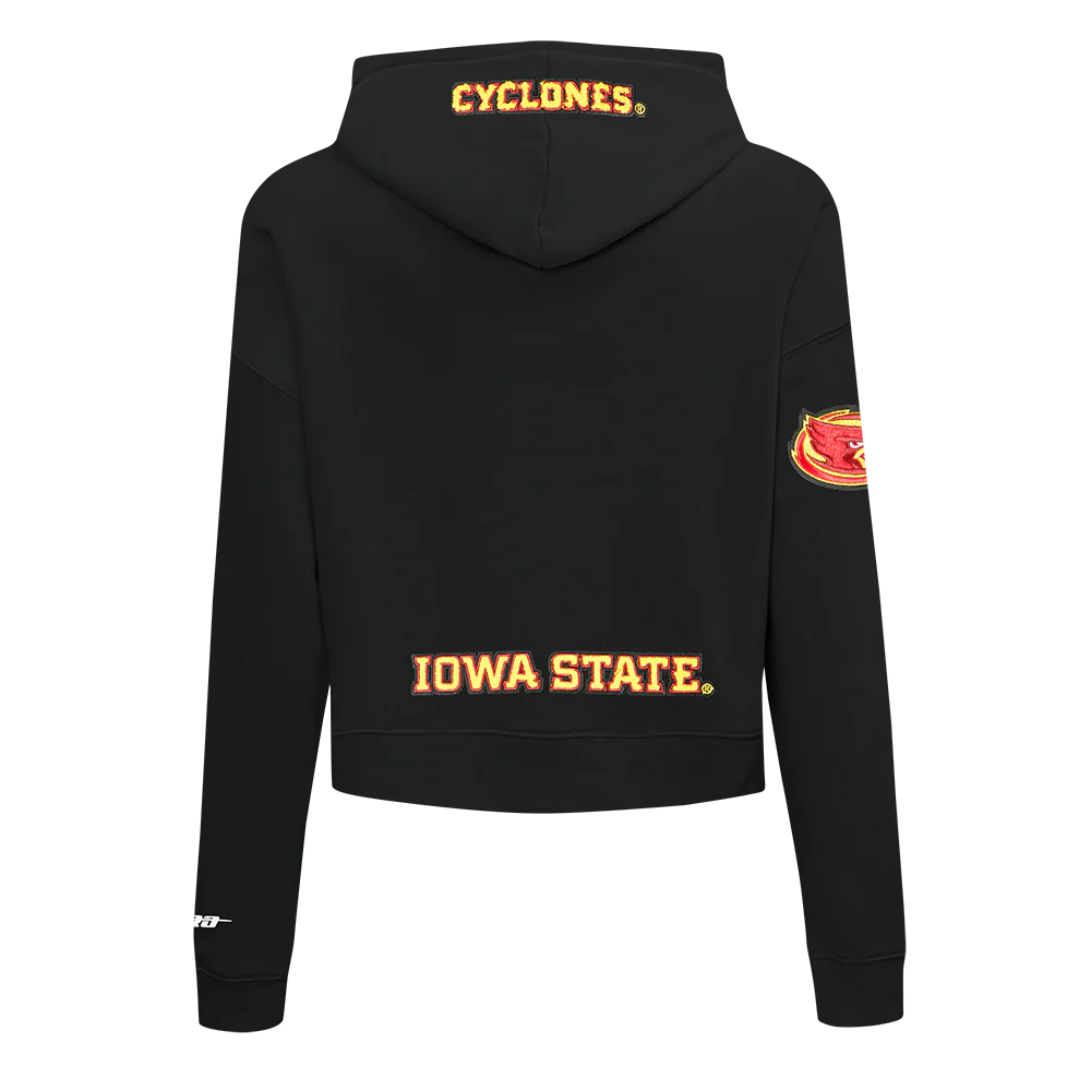 IOWA STATE UNIVERSITY CLASSIC FLEECE CROPPED PULLOVER HOODIE (BLACK) - Image 5
