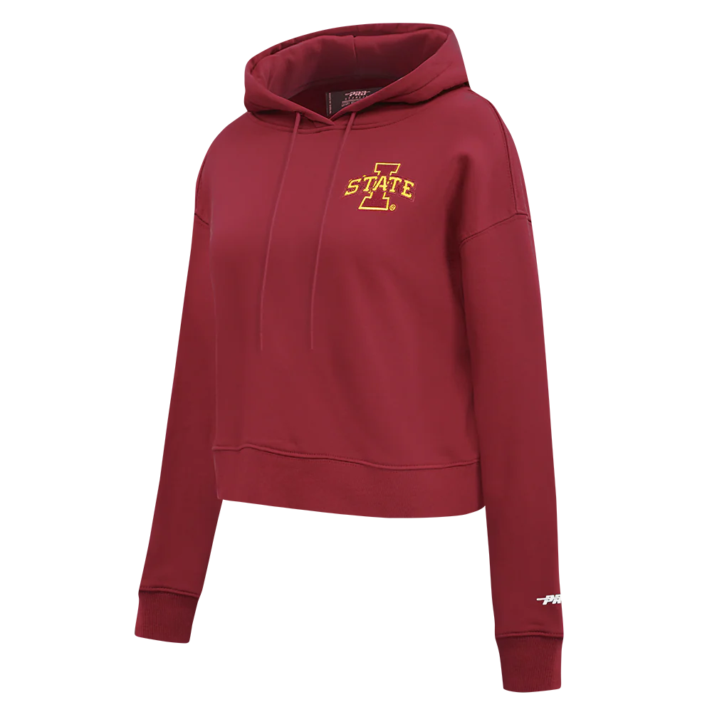COLLEGE IOWA STATE UNIVERSITY CLASSIC WOMEN'S FLC CROPPED PO HOODIE (CARDINAL RED) - Image 2