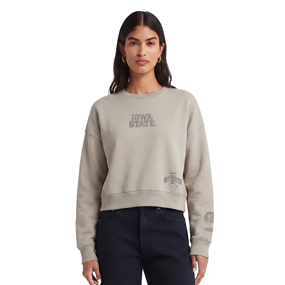 COLLEGE IOWA STATE UNIVERSITY WINGSPAN WOMEN'S FLC CREWNECK (TAUPE) - Image 2