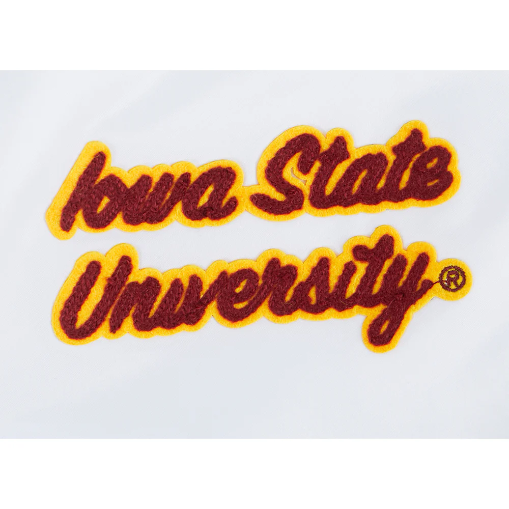 COLLEGE IOWA STATE UNIVERSITY CLASSIC WOMEN'S RIB SATIN JACKET (WHITE/BLACK) - Image 6