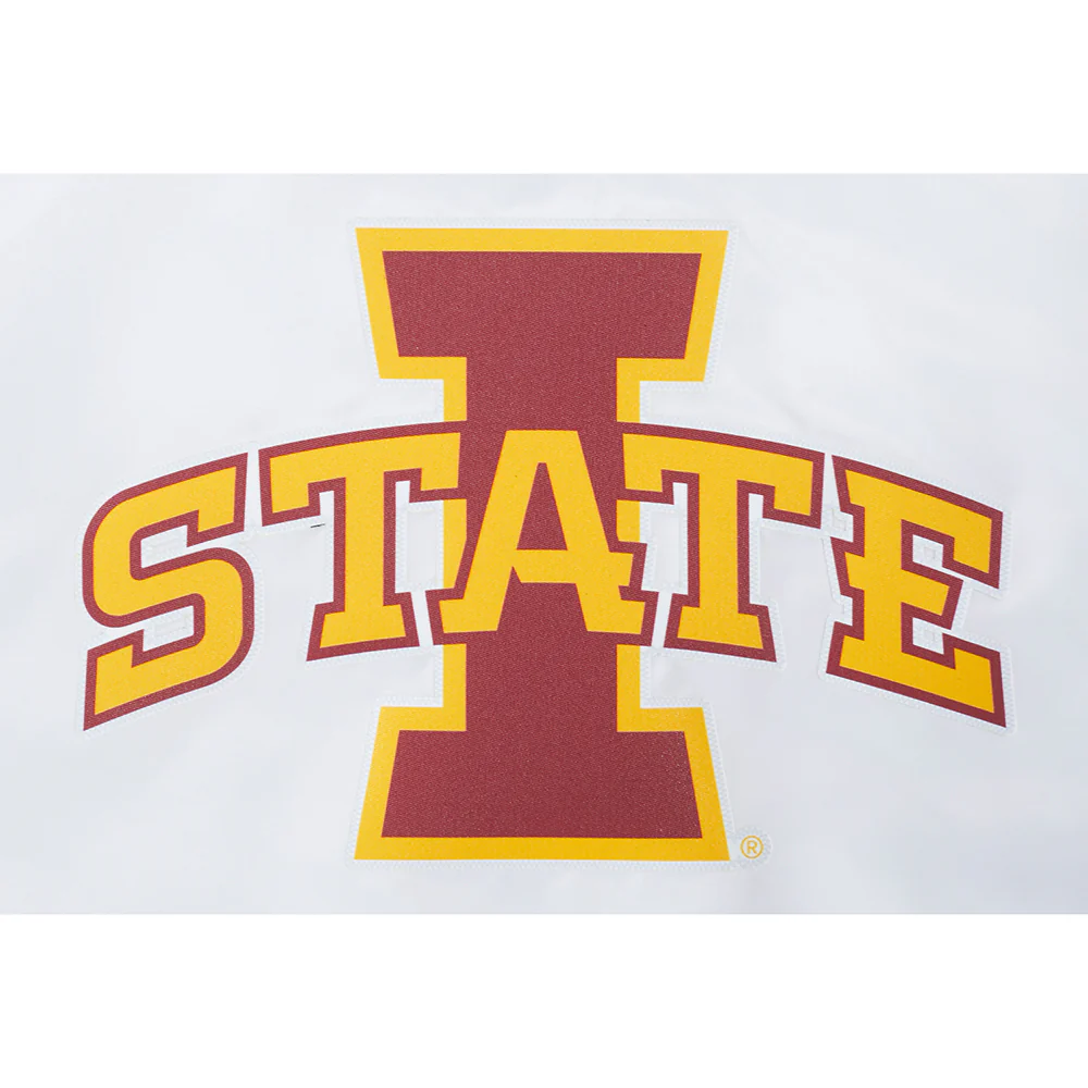 COLLEGE IOWA STATE UNIVERSITY CLASSIC WOMEN'S RIB SATIN JACKET (WHITE/BLACK) - Image 8