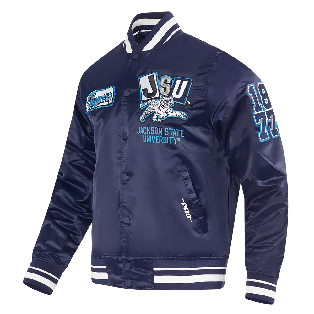 JACKSON STATE UNIVERSITY HOMECOMING MEN'S RIB SATIN JACKET (MIDNIGHT NAVY) - Image 2
