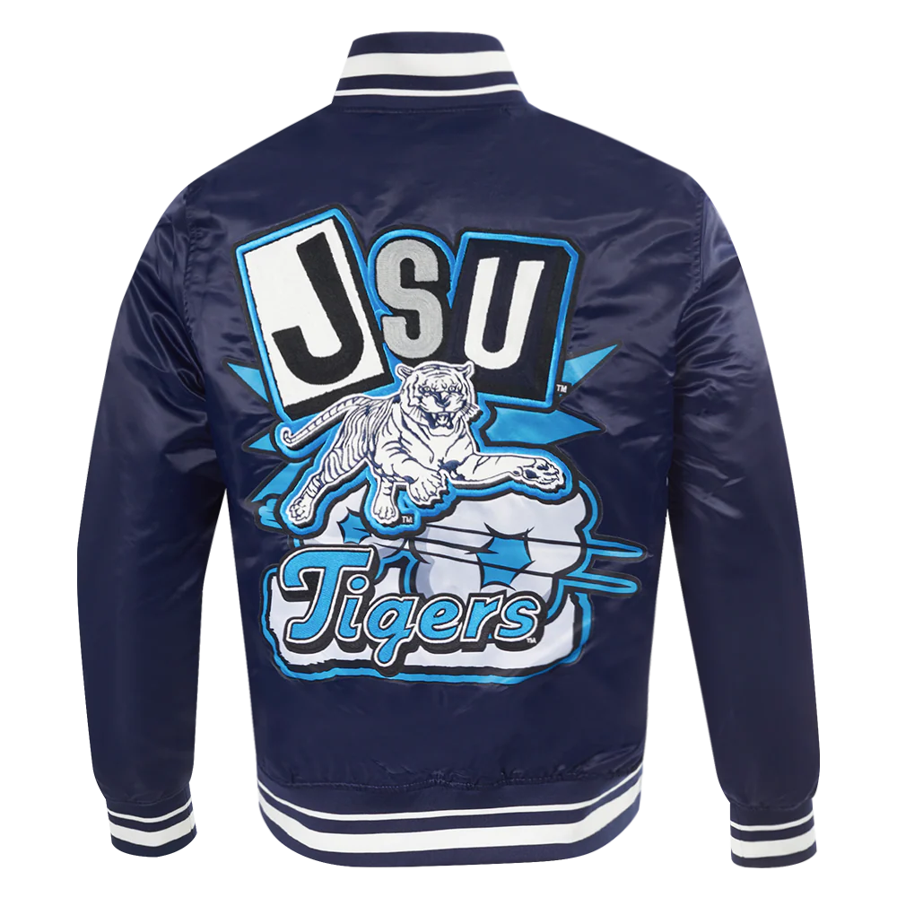 JACKSON STATE UNIVERSITY HOMECOMING MEN'S RIB SATIN JACKET (MIDNIGHT NAVY) - Image 3