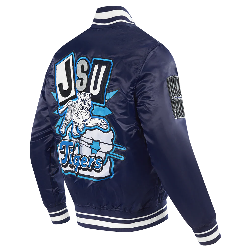 JACKSON STATE UNIVERSITY HOMECOMING MEN'S RIB SATIN JACKET (MIDNIGHT NAVY) - Image 4