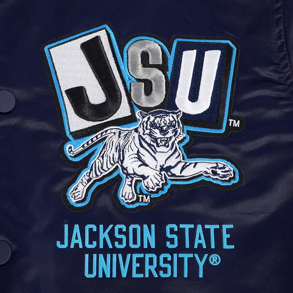 JACKSON STATE UNIVERSITY HOMECOMING MEN'S RIB SATIN JACKET (MIDNIGHT NAVY) - Image 5