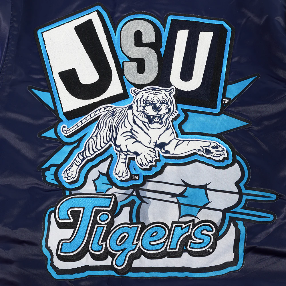 JACKSON STATE UNIVERSITY HOMECOMING MEN'S RIB SATIN JACKET (MIDNIGHT NAVY) - Image 9