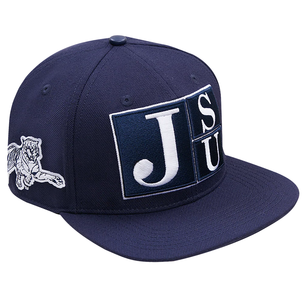 JACKSON STATE UNIVERSITY CLASSIC UNISEX STACKED LOGO WOOL SNAPBACK (MIDNIGHT NAVY) - Image 3