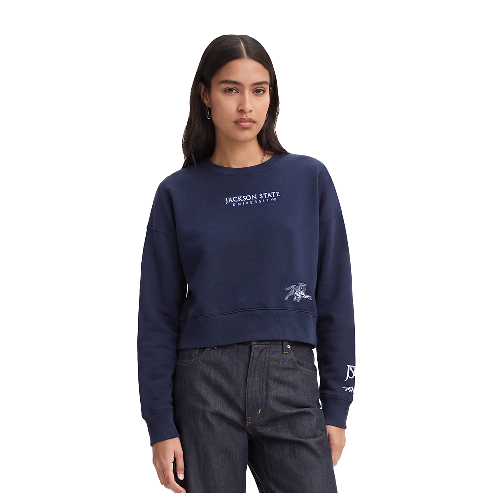 COLLEGE JACKSON STATE UNIVERSITY WINGSPAN WOMEN'S FLC CREWNECK (MIDNIGHT NAVY) - Image 2