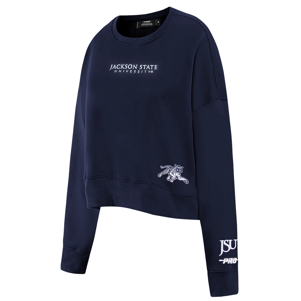 COLLEGE JACKSON STATE UNIVERSITY WINGSPAN WOMEN'S FLC CREWNECK (MIDNIGHT NAVY) - Image 4