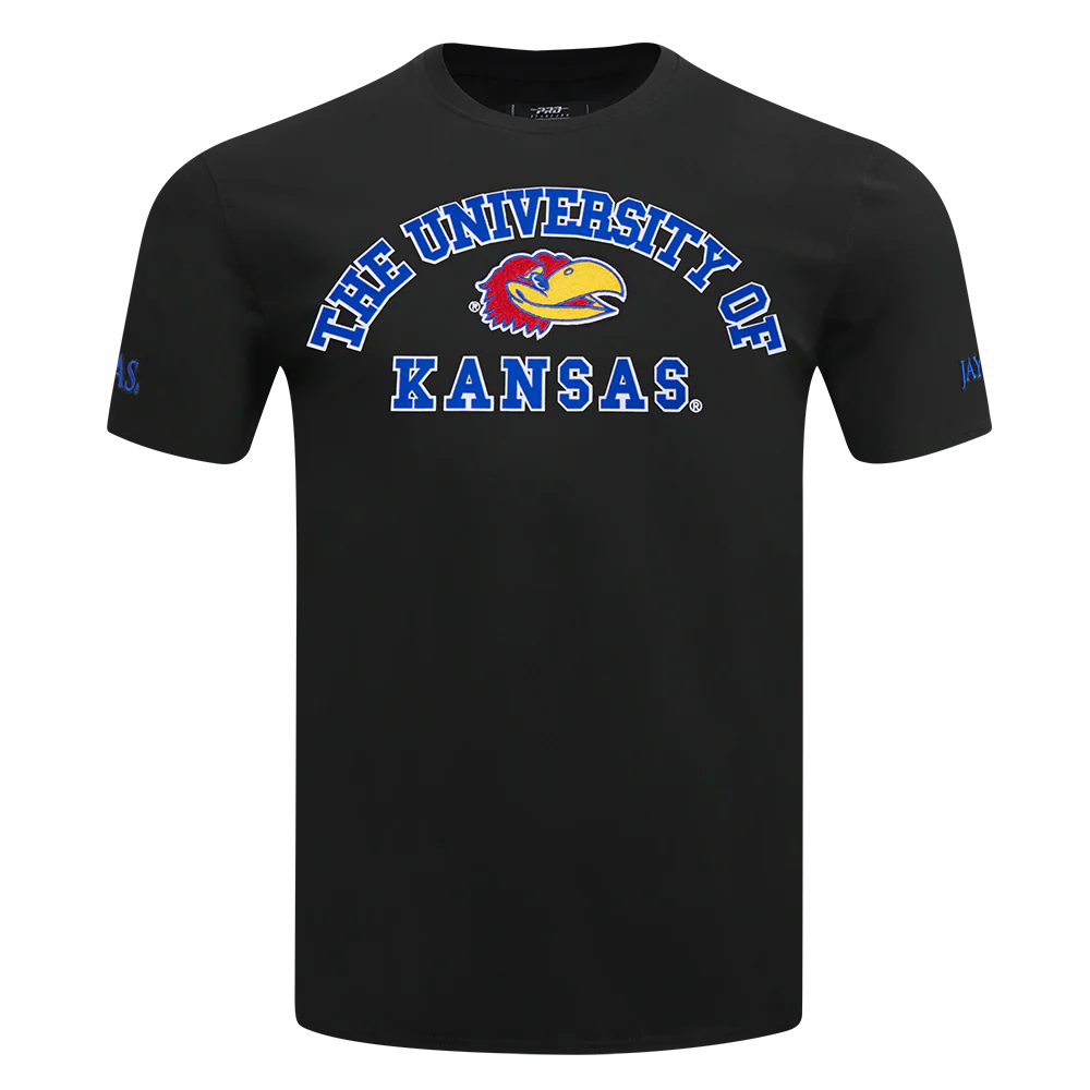 UNIVERSITY OF KANSAS CLASSIC STACKED LOGO SINGLE JERSEY TEE (BLACK) - Image 10