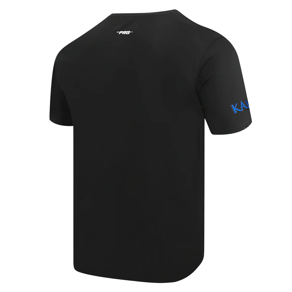 UNIVERSITY OF KANSAS CLASSIC STACKED LOGO SINGLE JERSEY TEE (BLACK) - Image 3