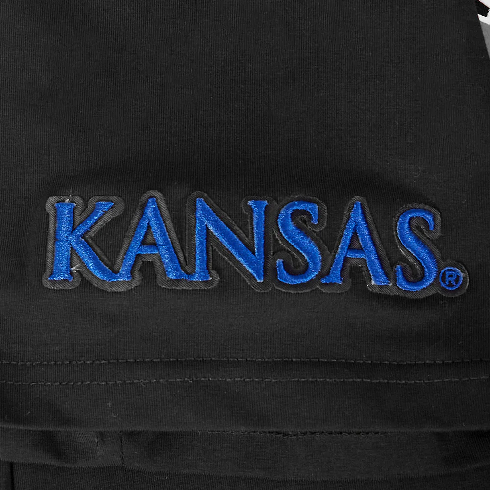 UNIVERSITY OF KANSAS CLASSIC STACKED LOGO SINGLE JERSEY TEE (BLACK) - Image 7