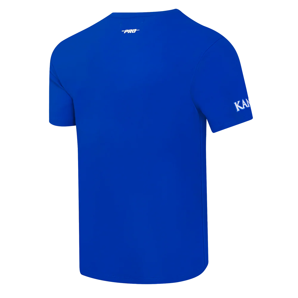 UNIVERSITY OF KANSAS CLASSIC STACKED LOGO SINGLE JERSEY TEE (ROYAL BLUE) - Image 4