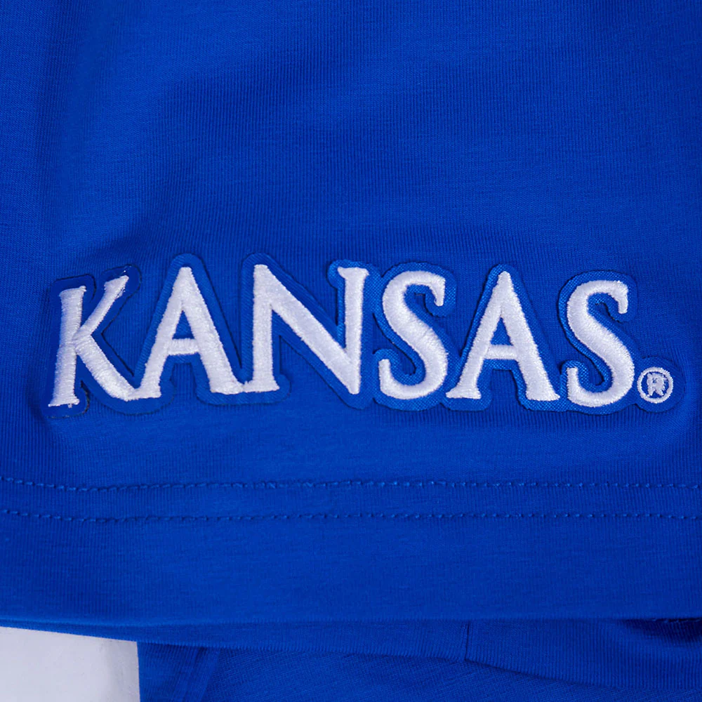 UNIVERSITY OF KANSAS CLASSIC STACKED LOGO SINGLE JERSEY TEE (ROYAL BLUE) - Image 6