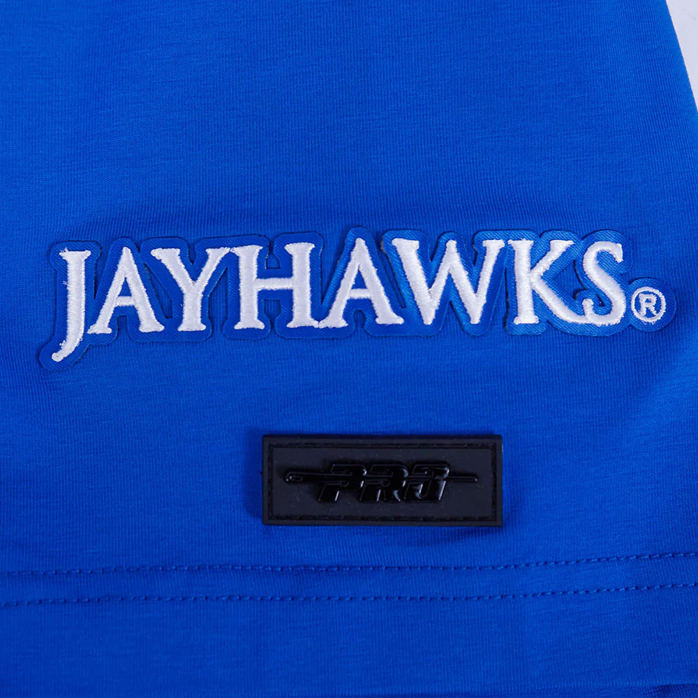 UNIVERSITY OF KANSAS CLASSIC STACKED LOGO FLEECE CREWNECK (ROYAL BLUE) - Image 7