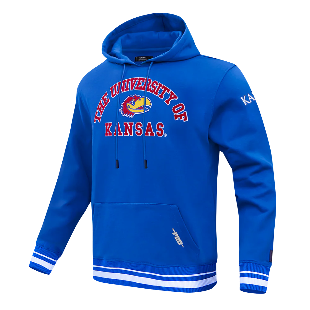 UNIVERSITY OF KANSAS CLASSIC STACKED LOGO FLEECE PULLOVER HOODIE (ROYAL BLUE) - Image 2