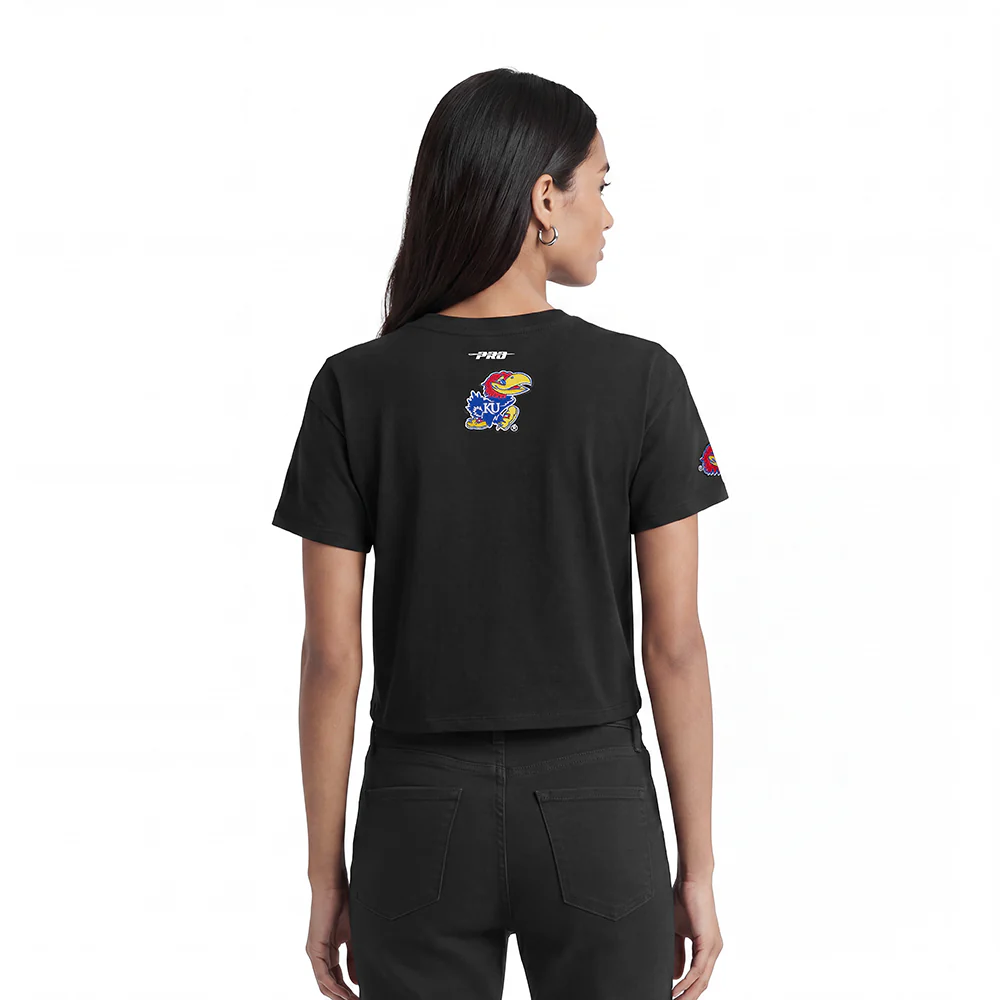 UNIVERSITY OF KANSAS CLASSIC SINGLE JERSEY BOXY TEE (BLACK) - Image 2