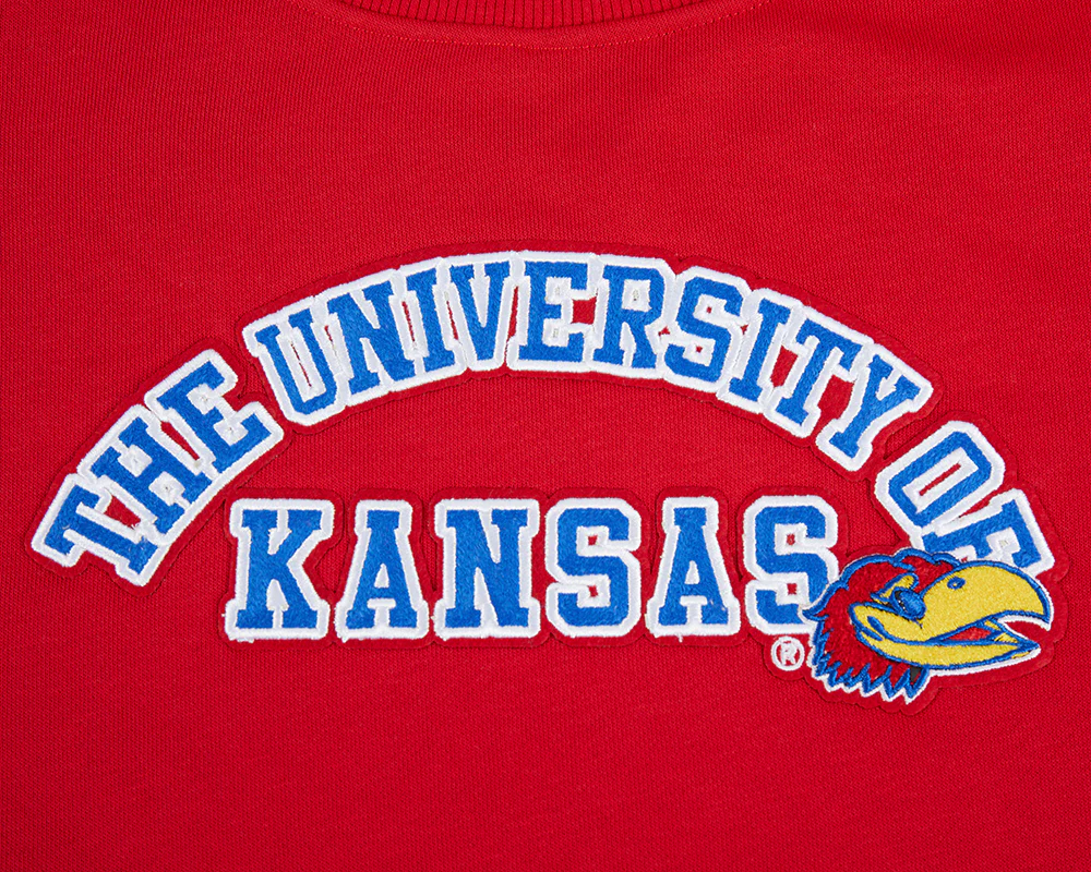 COLLEGE UNIVERSITY OF KANSAS CLASSIC WOMEN'S FLC CREWNECK (RED) - Image 7