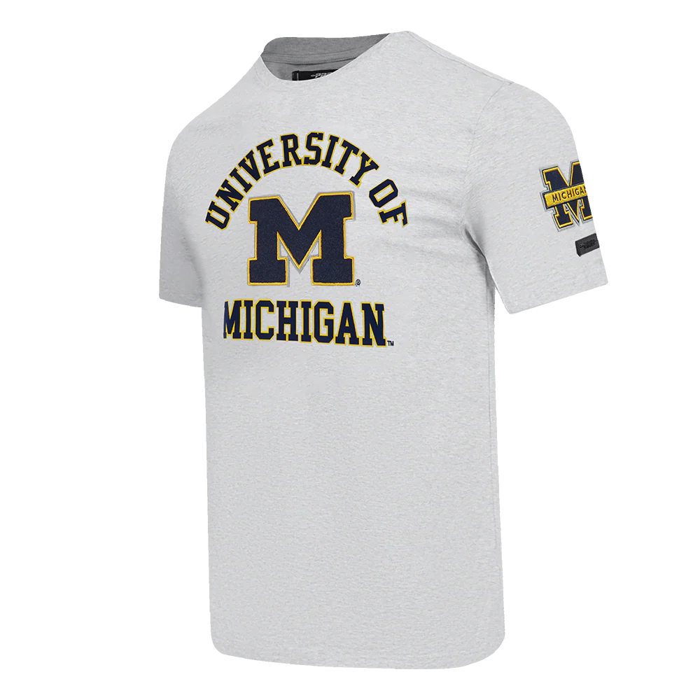 UNIVERSITY OF MICHIGAN CLASSIC MEN'S STACKED LOGO TEE (HEATHER GREY) - Image 4