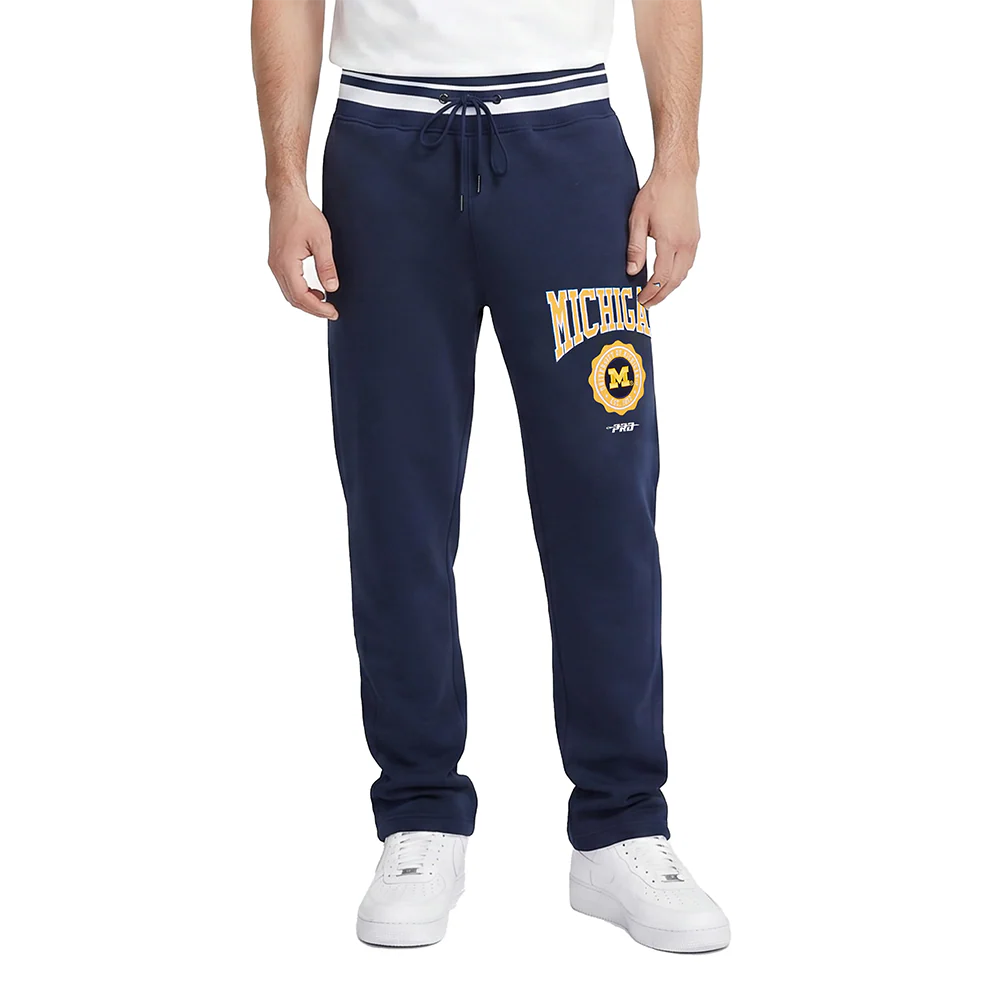 COLLEGE UNIVERSITY OF MICHIGAN CREST EMBLEM MEN'S RIB FLC SWEATPANT (MIDNIGHT NAVY)