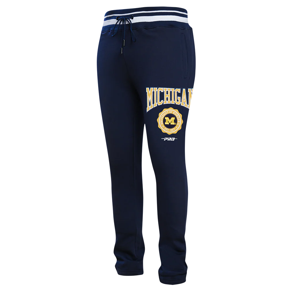 COLLEGE UNIVERSITY OF MICHIGAN CREST EMBLEM MEN'S RIB FLC SWEATPANT (MIDNIGHT NAVY) - Image 4