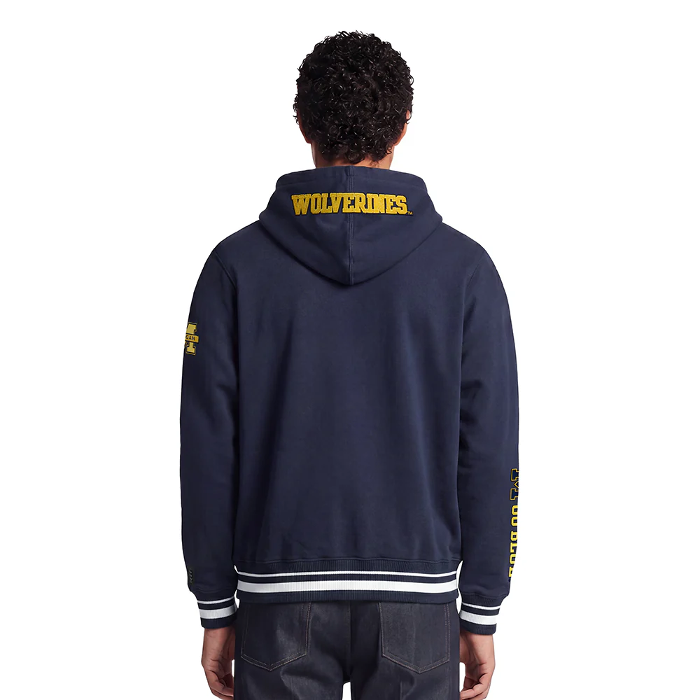 UNIVERSITY OF MICHIGAN CLASSIC MEN'S STACKED LOGO PULLOVER HOODIE (MIDNIGHT NAVY) - Image 2