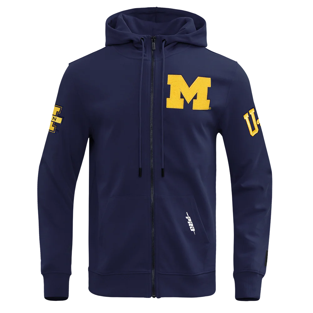 UNIVERSITY OF MICHIGAN CLASSIC MEN'S FULL ZIP PULLOVER HOODIE (MIDNIGHT NAVY)