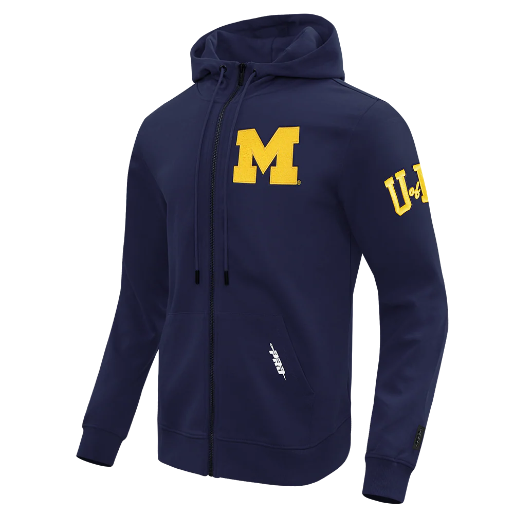 UNIVERSITY OF MICHIGAN CLASSIC MEN'S FULL ZIP PULLOVER HOODIE (MIDNIGHT NAVY) - Image 2