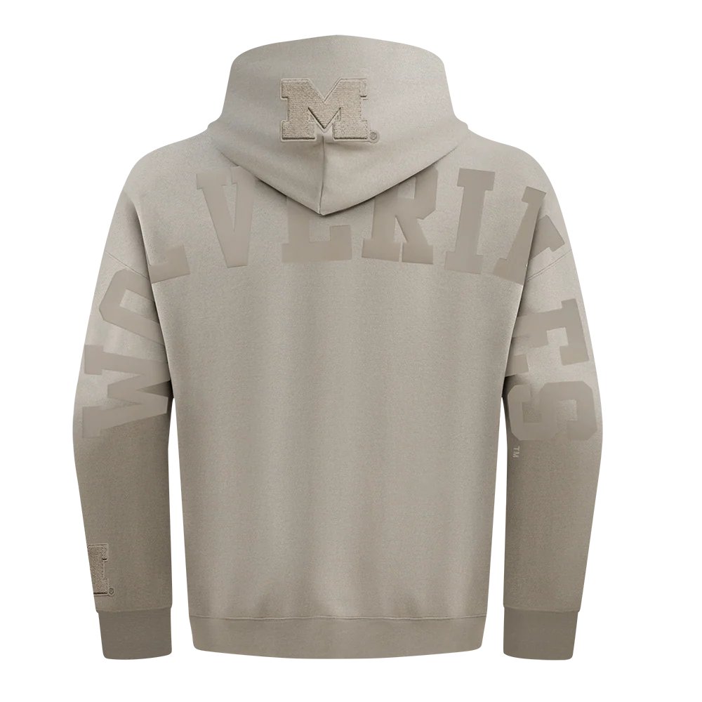 UNIVERSITY OF MICHIGAN WINGSPAN MEN'S DROP SHOULDER FLC PO HOODIE (TAUPE) - Image 5