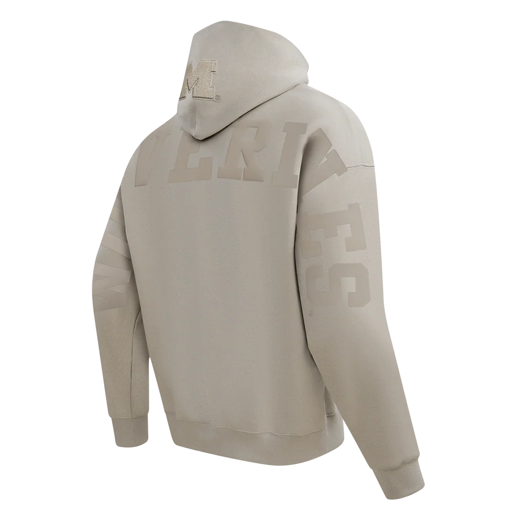 UNIVERSITY OF MICHIGAN WINGSPAN MEN'S DROP SHOULDER FLC PO HOODIE (TAUPE) - Image 6