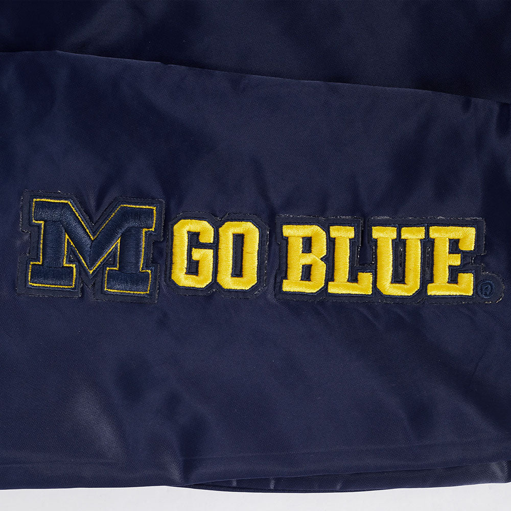 UNIVERSITY OF MICHIGAN CLASSIC MEN'S RIB SATIN JACKET (MIDNIGHT NAVY) - Image 7