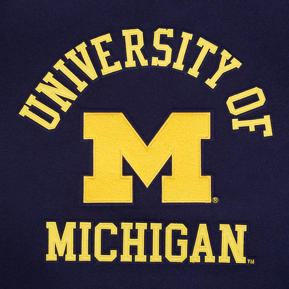 UNIVERSITY OF MICHIGAN CLASSIC MEN'S RIB WOOL VARSITY JACKET (MIDNIGHT NAVY/WHITE) - Image 8