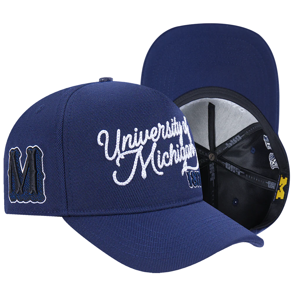 COLLEGE UNIVERSITY OF MICHIGAN VINTAGE VARSITY PINCHFRONT SNAPBACK H (MIDNIGHT NAVY) - Image 7