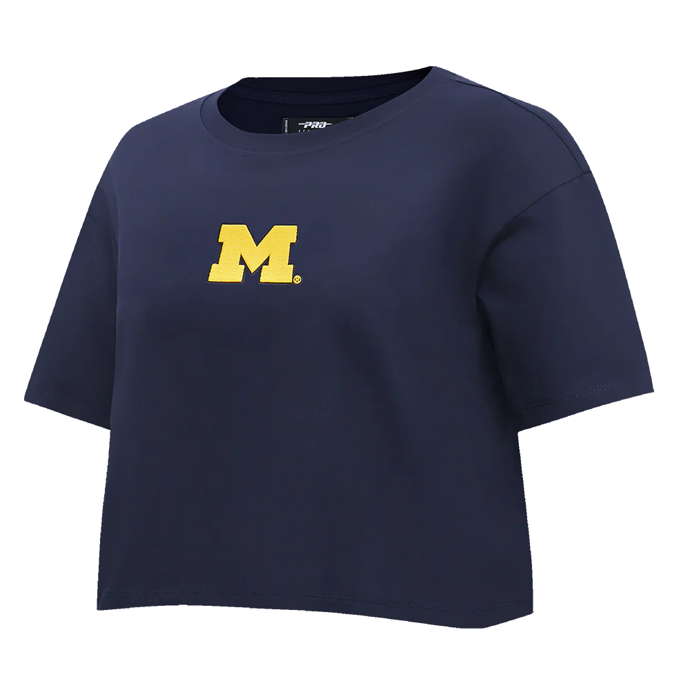 COLLEGE UNIVERSITY OF MICHIGAN WINGSPAN WOMEN'S SJ BOXY TEE (MIDNIGHT NAVY) - Image 5