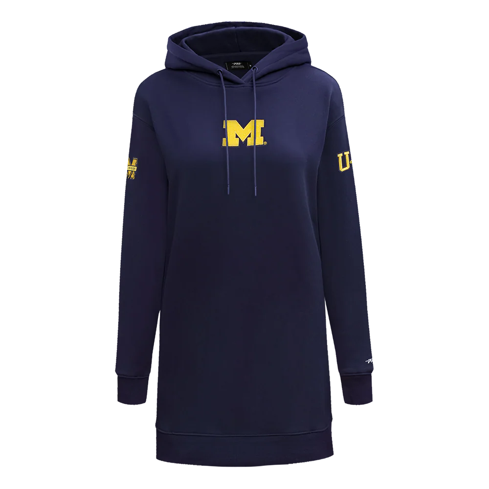 UNIVERSITY OF MICHIGAN CLASSIC FLEECE HOODIE DRESS (MIDNIGHT NAVY)