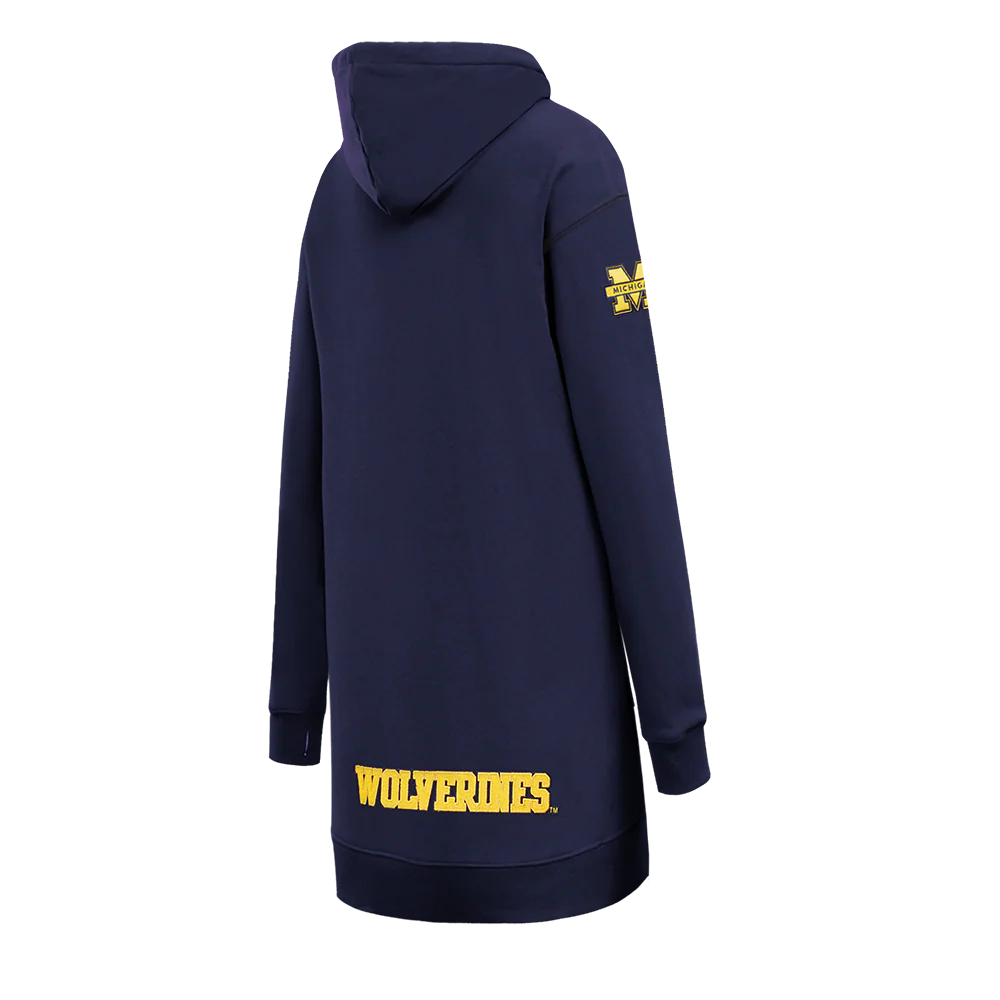 UNIVERSITY OF MICHIGAN CLASSIC FLEECE HOODIE DRESS (MIDNIGHT NAVY) - Image 4