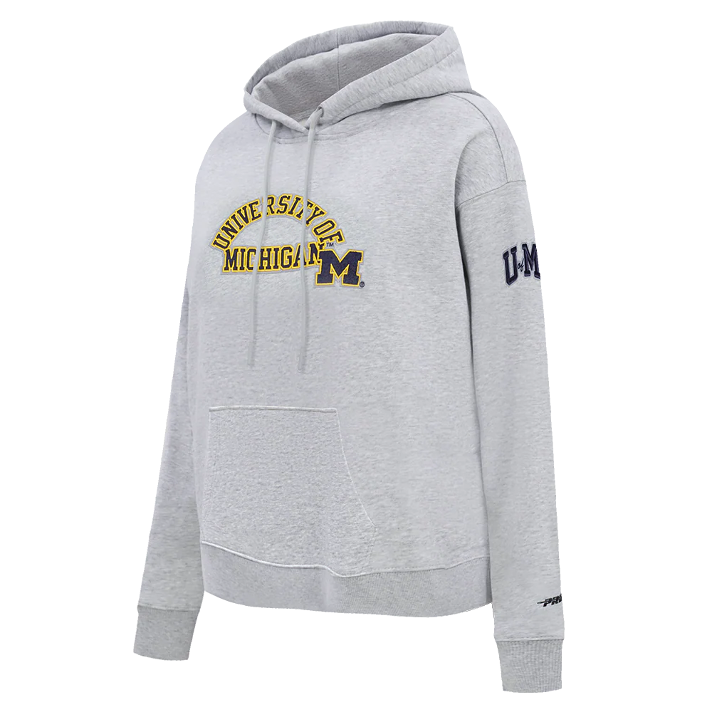 COLLEGE UNIVERSITY OF MICHIGAN CLASSIC WOMEN'S FLC PO HOODIE (HEATHER GREY) - Image 4