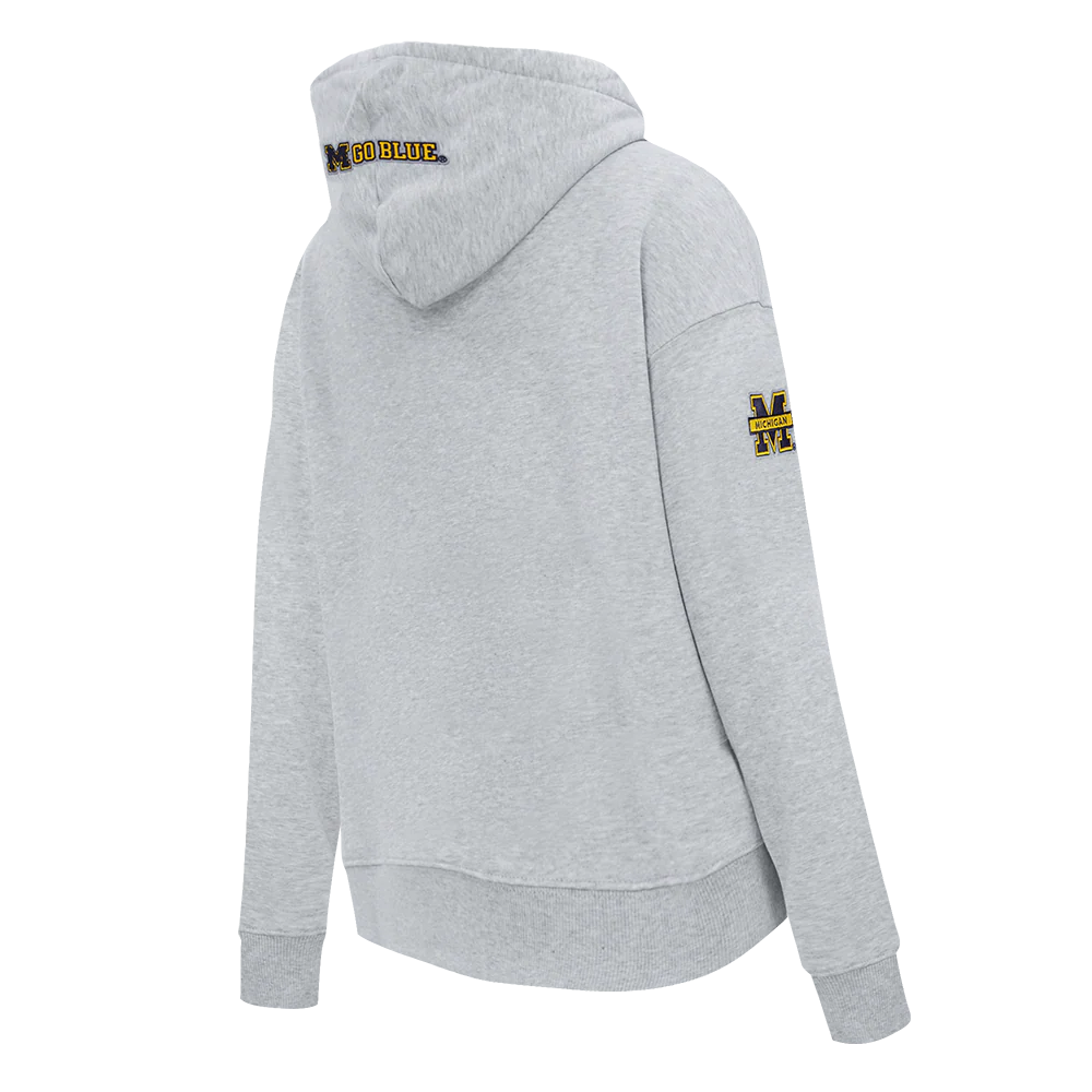 COLLEGE UNIVERSITY OF MICHIGAN CLASSIC WOMEN'S FLC PO HOODIE (HEATHER GREY) - Image 6
