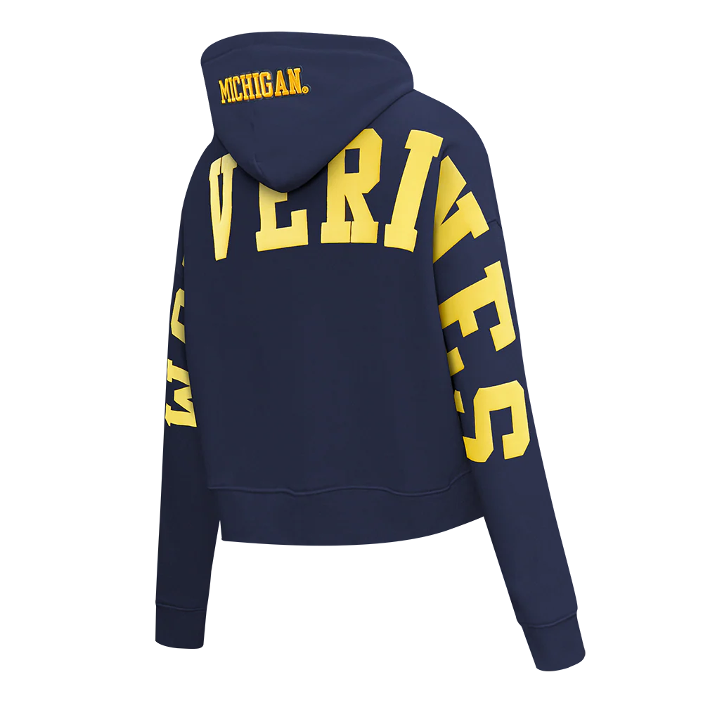 COLLEGE UNIVERSITY OF MICHIGAN WINGSPAN WOMEN'S CROPPED FLC PO HOODIE (MIDNIGHT NAVY) - Image 10