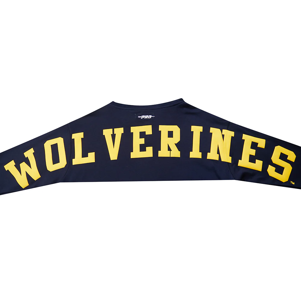 COLLEGE UNIVERSITY OF MICHIGAN WINGSPAN WOMEN'S CROPPED FLC PO HOODIE (MIDNIGHT NAVY) - Image 14